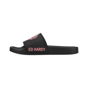 Ed Hardy  Sexy beast sliders black-fluo red  Lábujjközös papucsok Fekete