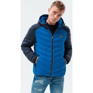 Ombre  Sportowa kurtka męska pikowana - niebieska V1 C366  Parka kabátok