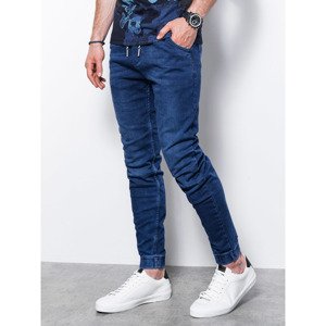 Ombre  Spodnie męskie jeansowe joggery - niebieskie P907  Slim farmerek