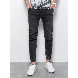 Ombre  Spodnie męskie jeansowe joggery - czarne P907  Slim farmerek