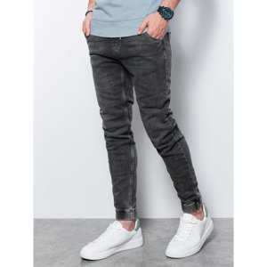 Ombre  Spodnie męskie jeansowe joggery - szare P907  Slim farmerek
