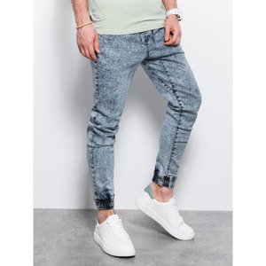 Ombre  Spodnie męskie jeansowe joggery - jasnoniebieskie V4 P1027  Slim farmerek