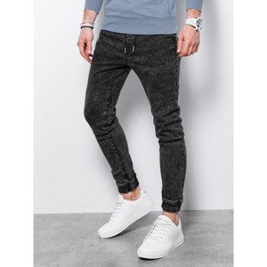 Ombre  Spodnie męskie jeansowe joggery - czarne V2 P1027  Slim farmerek
