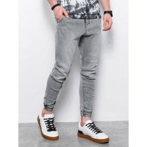 Ombre  Spodnie męskie jeansowe joggery - szare V3 P1027  Slim farmerek