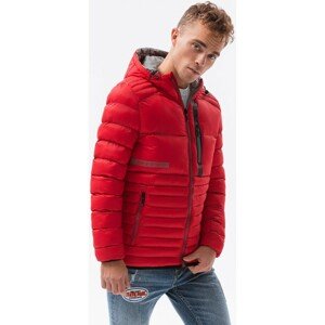 Ombre  Sportowa kurtka męska pikowana - czerwona V5 C372  Parka kabátok