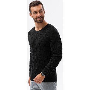 Ombre  Sweter męski z warkoczowym splotem - czarny V3 E195  Mellények / Kardigánok