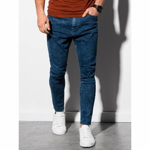 Ombre  Spodnie męskie jeansowe - ciemnoniebieskie V4 P923  Slim farmerek