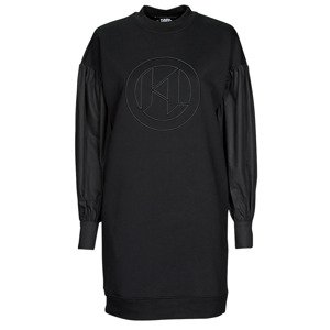 Karl Lagerfeld  FABRIC MIX SWEATDRESS  Rövid ruhák Fekete