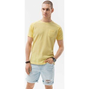 Ombre  T-shirt męski bez nadruku - żółty S1182  Rövid ujjú pólók