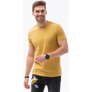 Ombre  T-shirt męski bawełniany BASIC - żółty V8 S1370  Rövid ujjú pólók