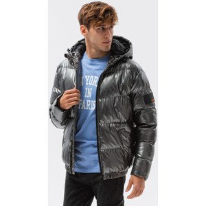 Ombre  Metaliczna zimowa kurtka męska - ciemnoszara V5 C463  Parka kabátok