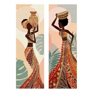 Signes Grimalt  Afrikai Nő Festmény 2 Egység  Képek, vásznak Fekete