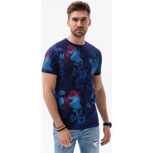 Ombre  T-shirt męski z nadrukiem - ciemnoniebieski V4 S1377  Rövid ujjú pólók