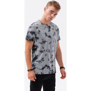 Ombre  T-shirt męski bawełniany TIE DIY - szary V1 S1620  Pólók / Galléros Pólók