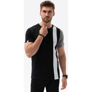 Ombre  T-shirt męski bawełniany - czarny V1 S1630  Pólók / Galléros Pólók