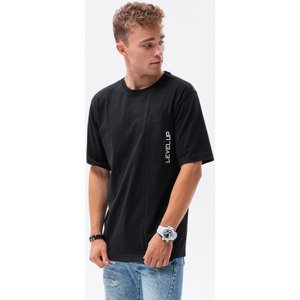 Ombre  T-shirt męski bawełniany OVERSIZE - czarny V2 S1628  Pólók / Galléros Pólók