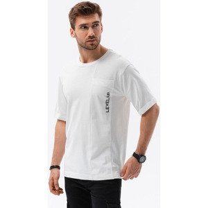 Ombre  T-shirt męski bawełniany OVERSIZE - biały V1 S1628  Pólók / Galléros Pólók
