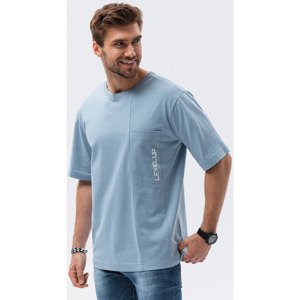 Ombre  T-shirt męski bawełniany OVERSIZE - niebieski V4 S1628  Pólók / Galléros Pólók
