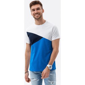 Ombre  Férfi trikolór póló - kék V4 S1640  Pólók / Galléros Pólók