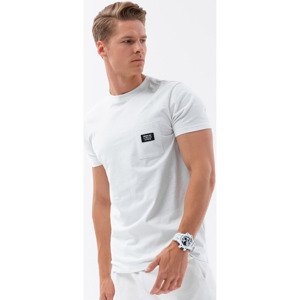 Ombre  Férfi pamut póló zsebbel - fehér V8 S1743  Rövid ujjú pólók