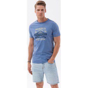 Ombre  Férfi pamut póló - kék V3 S1732  Rövid ujjú pólók