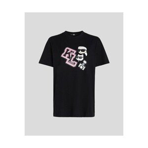 Karl Lagerfeld  240W1727 OVERSIZED IKONIK VARSITY TEE  Pólók / Galléros Pólók Fekete